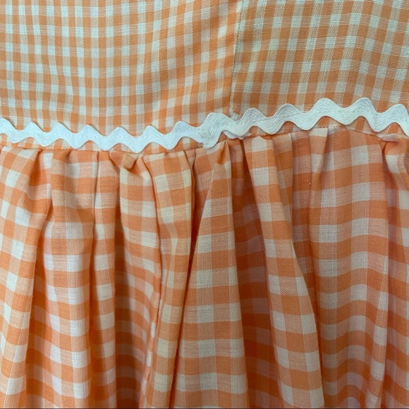 Vintage 1950s gingham orange and white rick rack trim square dancing dress - Picture 2 of 7
